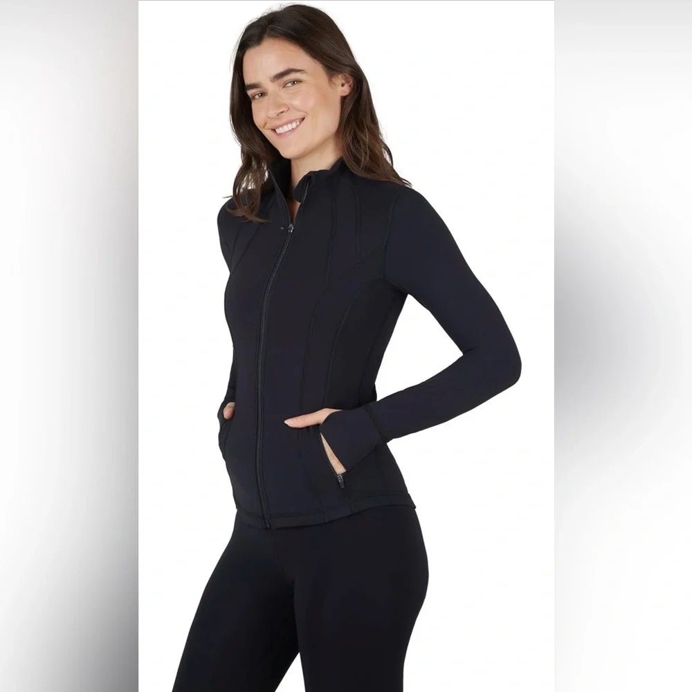 Yogalicious Womens Soft Lightweight Full Zip Yoga Jacket with Pockets SMALL 🖤 - Picture 3 of 8